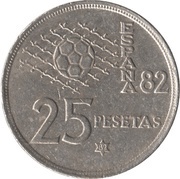 25 Pesetas - Juan Carlos I España '82, Spain, 1980-1982 reverse image