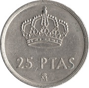 25 Pesetas - Juan Carlos I with mintmark, Spain, 1982-1984 reverse image