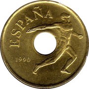 25 Pesetas discus throw obverse image