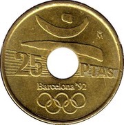 25 Pesetas discus throw, Spain, 1990-1991 reverse image