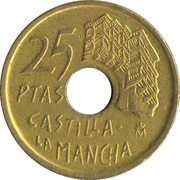 25 Pesetas Castilla-La Mancha, Spain, 1996 reverse image