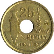 25 Pesetas Melilla, Spain, 1997 reverse image