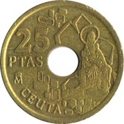 25 Pesetas Ceuta, Spain, 1998 reverse image