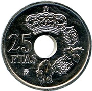 25 Pesetas - Juan Carlos I silver, Spain, 2001 reverse image