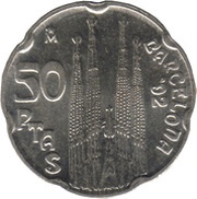 50 Pesetas - Juan Carlos I Sagrada Familia reverse image