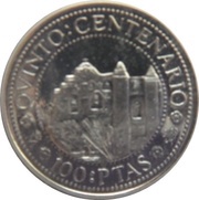 100 Pesetas Junipero Serra, Spain, 1990 reverse image