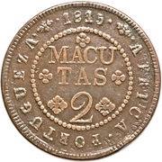 2 Macutas - João Prince Regent, Angola, 1815-1819 reverse image