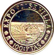 100 Pesetas Bridges, Spain, 1992 reverse image