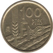 100 Pesetas - Juan Carlos I FAO, Spain, 1995 reverse image