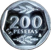 200 Pesetas - Juan Carlos I E-87, Spain, 1987 reverse image
