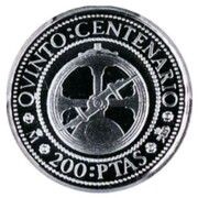 200 Pesetas - Juan Carlos I astrolabe, Spain, 1989 reverse image