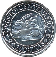 200 Pesetas Alonso de Ercilla, Spain, 1990 reverse image