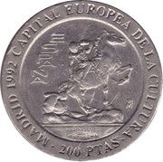 200 Pesetas - Juan Carlos I Torch bearers reverse image