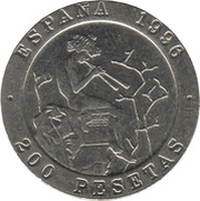 200 Pesetas Bayeu and Fortuny, Spain, 1996 reverse image