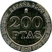 200 Pesetas - Juan Carlos I silver, Spain, 2000 reverse image