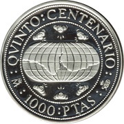 1000 Pesetas Magallanes and Elcano, Spain, 1990 reverse image