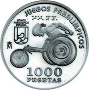 1000 Pesetas - Juan Carlos I Sydney 2000 wheelchair athletics, Spain, 2000 reverse image