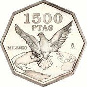 1500 Pesetas - Juan Carlos I dove, Spain, 2000 reverse image