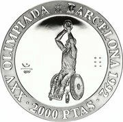 2000 Pesetas - Juan Carlos I Wheelchair basketball reverse image