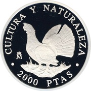 2000 Pesetas - Juan Carlos I Capercaillie, Spain, 1995 reverse image
