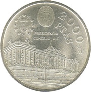2000 Pesetas - Juan Carlos I Presidency of the council of the European Union, Spain, 1995 reverse image