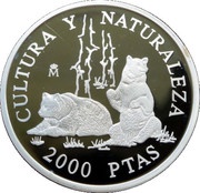 2000 Pesetas - Juan Carlos I Bears, Spain, 1996 reverse image
