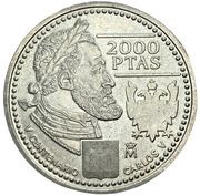 2000 Pesetas - Juan Carlos I Charles V, Spain, 2000 reverse image