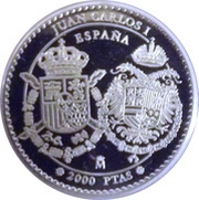 2000 Pesetas Charles V,Pillars of Hercules obverse image