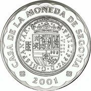 2000 Pesetas Hammer minting, Spain, 2001 reverse image
