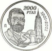 2000 Pesetas - Juan Carlos I Clarin, Spain, 2001 reverse image