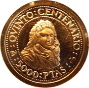 5000 Pesetas Felipe V, Spain, 1990 reverse image
