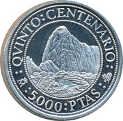 5000 Pesetas Pizarro and Atahualpa reverse image