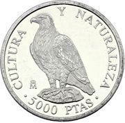 5000 Pesetas - Juan Carlos I Imperial Eagle, Spain, 1994 reverse image