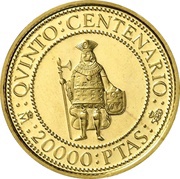 20 000 Pesetas - Juan Carlos I Tupac Amaru I, Spain, 1990 reverse image