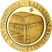 20 000 Pesetas - Juan Carlos I Palau Sant Jordi Arena, Spain, 1992 reverse image