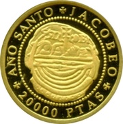 20 000 Pesetas - Juan Carlos I Holy Jacobean Year, Spain, 1993 reverse image