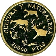 20 000 Pesetas - Juan Carlos I Paleolithic Cave Paintings, Spain, 1994 reverse image
