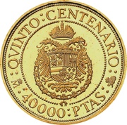 40 000 Pesetas - Juan Carlos I Imperial double eagle, Spain, 1991 reverse image