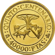 40 000 Pesetas - Juan Carlos I Coin press, Spain, 1992 reverse image