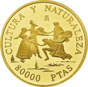 80 000 Pesetas - Juan Carlos I Blind Man's Bluff, Spain, 1996 reverse image