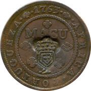 2 Macutas - Maria II Countermark CROWNED SHIELD over "1 Macuta, José" obverse image