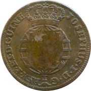 2 Macutas - Maria II Countermark CROWNED SHIELD over "1 Macuta, José", Angola, 1837 reverse image