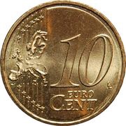10 Euro Cents 1st type; 2nd map reverse image
