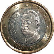 1 Euro - Juan Carlos I 1st type - 1st map obverse image