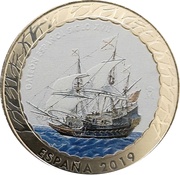 1½ Euro Spanish Galleon 17th century obverse image