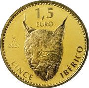 1½ Euros - Felipe VI Iberian Lynx - Gold Bullion Coin, Spain, 2021 reverse image