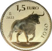 1½ Euros - Felipe VI Toro - Gold Bullion Coin, Spain, 2022 reverse image