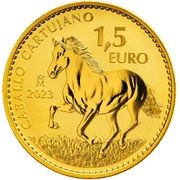 1½ Euros - Felipe VI Caballo Cartujano - Gold Bullion Coin, Spain, 2023 reverse image