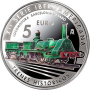 5 Euros - Felipe VI Barcelona-Mataró locomotive, Spain, 2020 reverse image