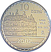 10 Euros Gaudí - La Casa Milà, Spain, 2002 reverse image